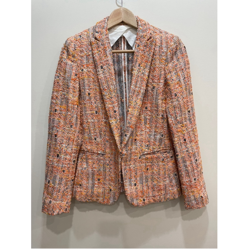 Ragg & Bone Tweed Blazer Size 2 Orange Colorful Textured Preppy Office Boss Babe